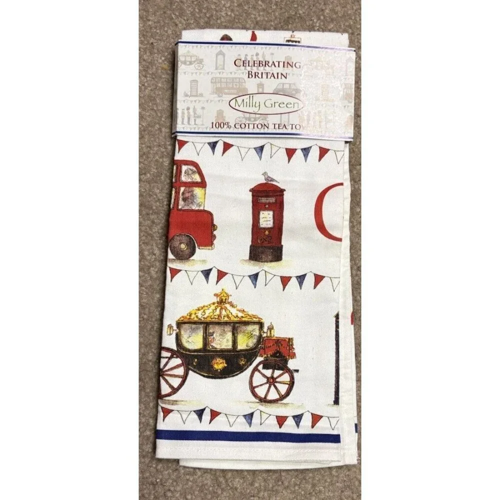 Tea Towel MILLY GREEN Celebrating Britain British Edition cotton 67 x 45 cm